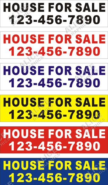 22inX88in Custom Printed HOUSE FOR SALE Vinyl Banner Sign with Your Phone Number