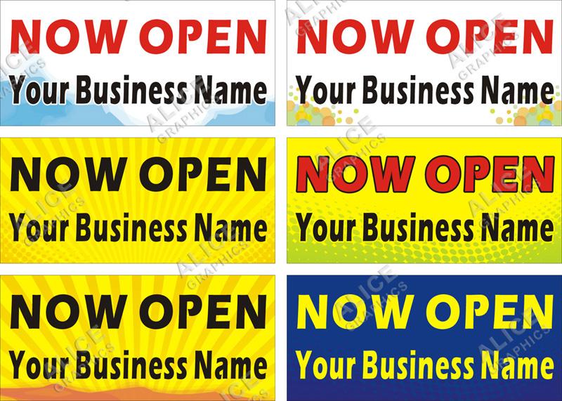 22inX48in Custom Printed NOW OPEN Vinyl Banner Sign with Your Business Name