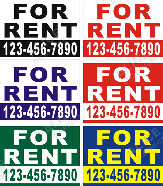 36inX48in Custom Printed FOR RENT Vinyl Banner Sign with Your Phone Number
